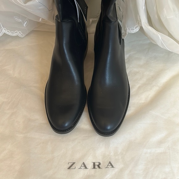 ZARA FAUX LEATHER HEELED KNEE HIGH BOOTS - Picture 12 of 15